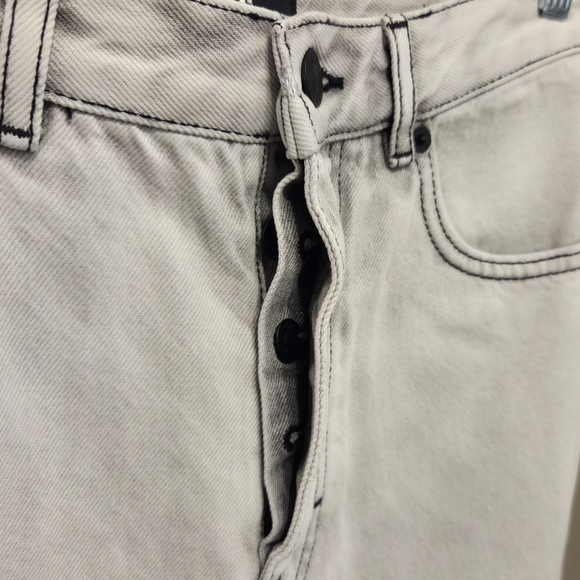 The Kooples Black Bleached Straight Jeans Sleek Design- Distressed Hem - Picture 9 of 10